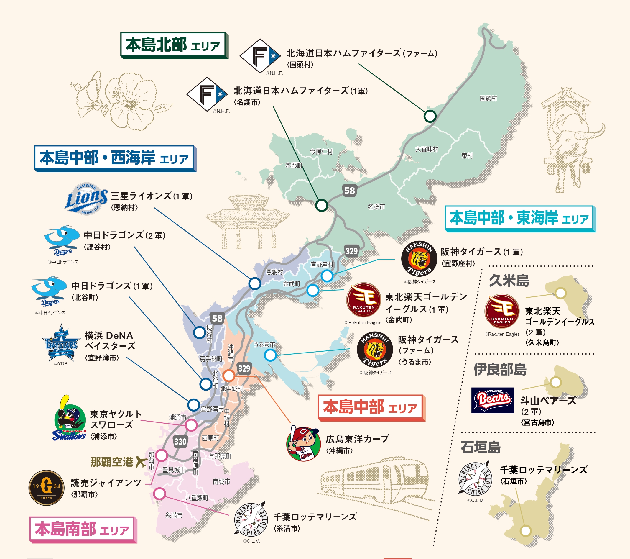 沖縄プロ野球キャンプMAP